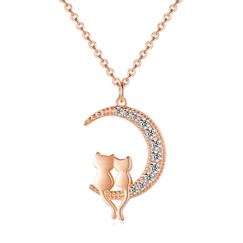 Rhinestone Cat Necklace - Cat necklace