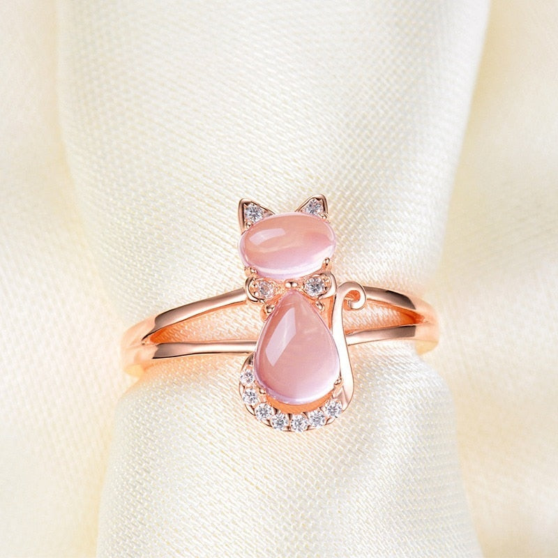 Rose Gold Cats Eye Ring - cat rings