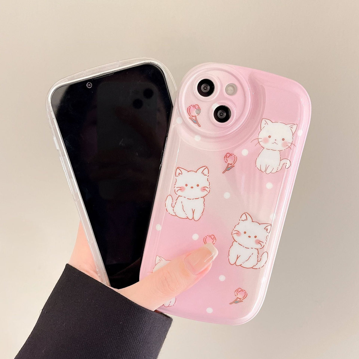 Rose White iPhone Cat Phone Case - Cat Phone Case