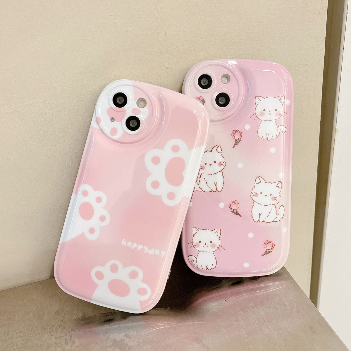 Rose White iPhone Cat Phone Case - Cat Phone Case