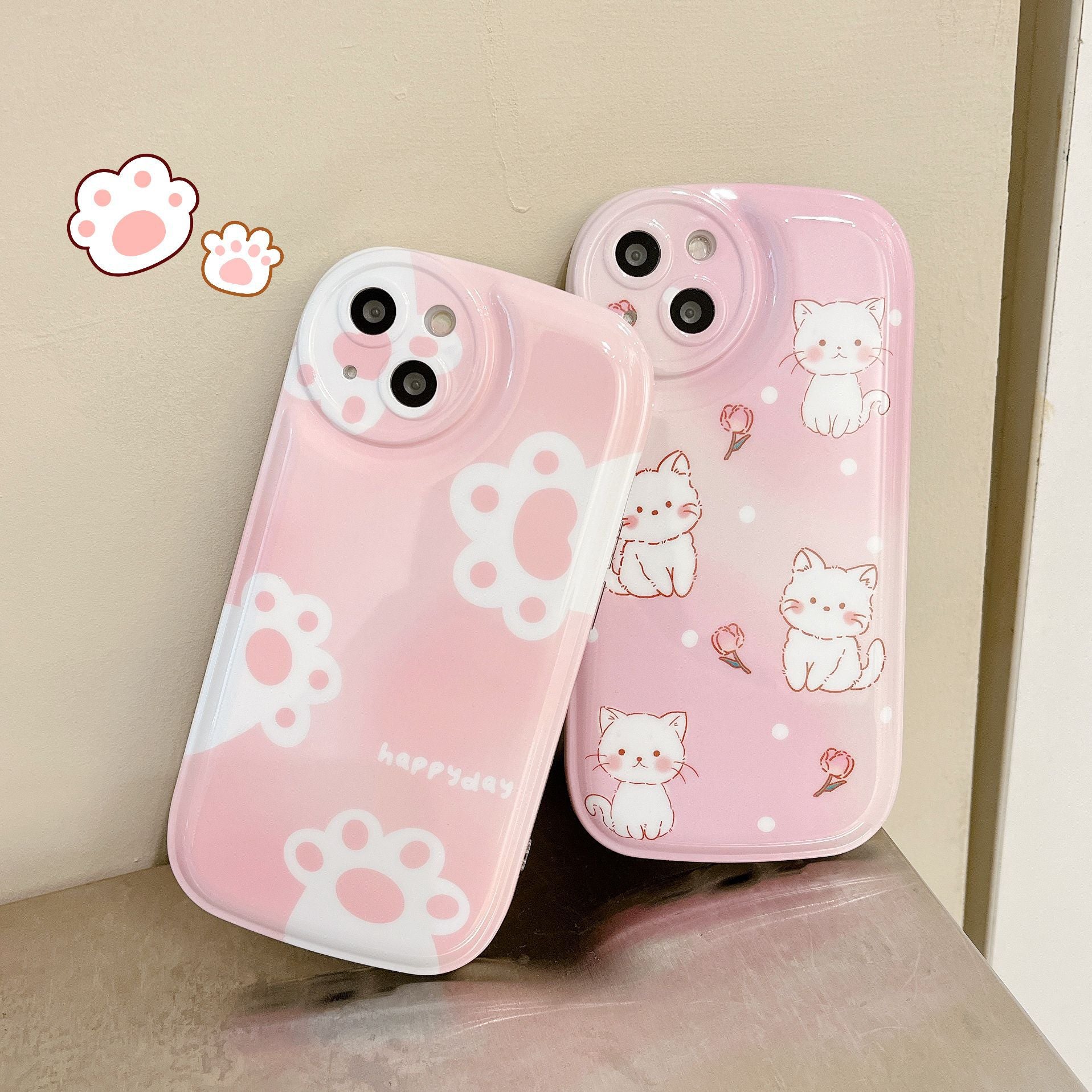 Rose White iPhone Cat Phone Case - Cat Phone Case