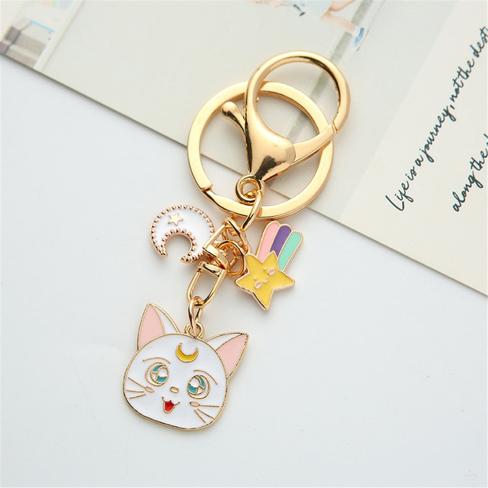 Sailor moon Cat Keychain - White - Cat Keychains