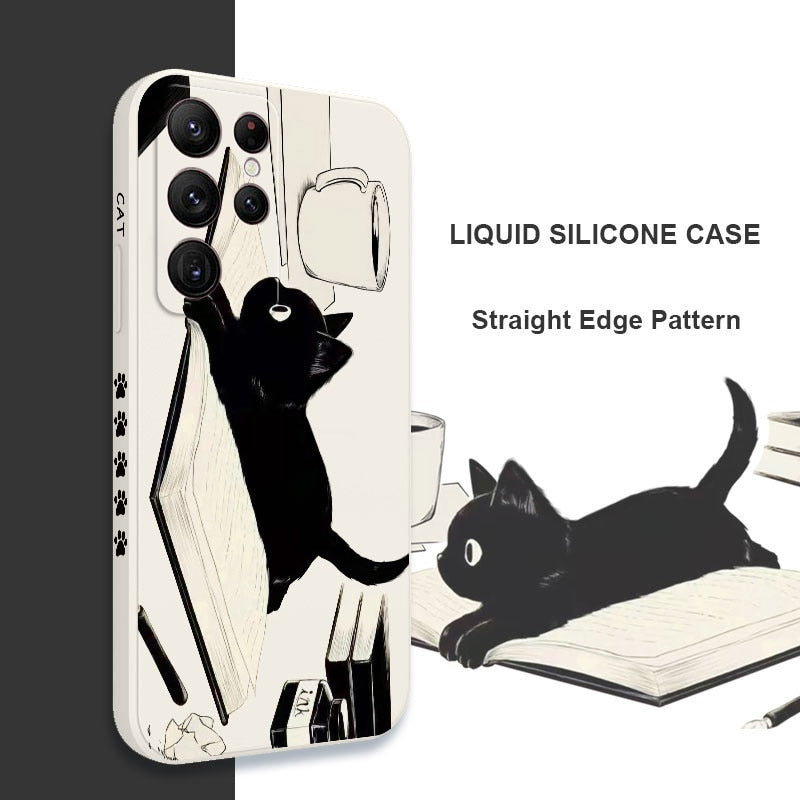 Samsung Galaxy Black and White Cat Phone Case - Cat Phone