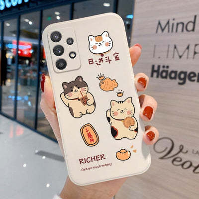 Samsung Lucky Cat Phone Case - For Samsung S21 FE / Cream -