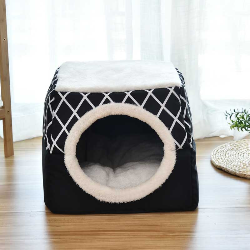 Self warming Cat Bed - Black / L 35x33x30cm