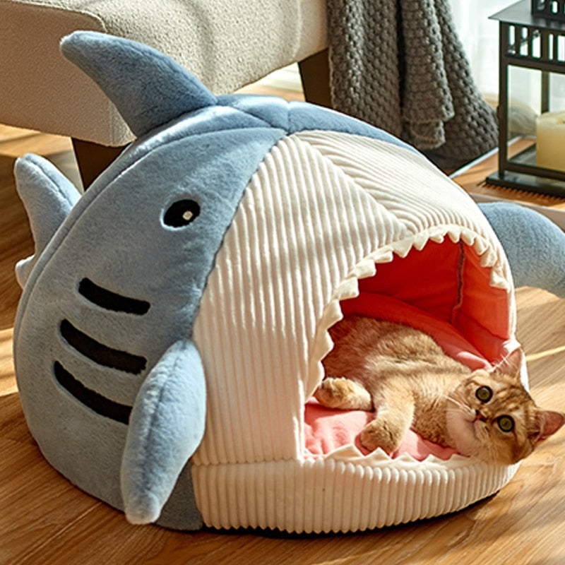 Shark Cat Bed - Blue / S