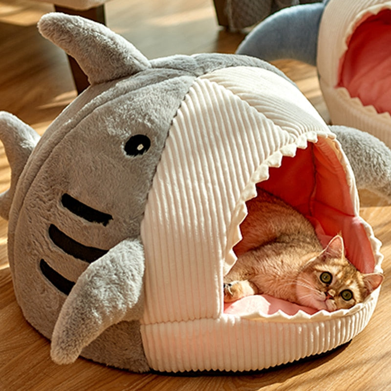 Shark Cat Bed - Grey / S