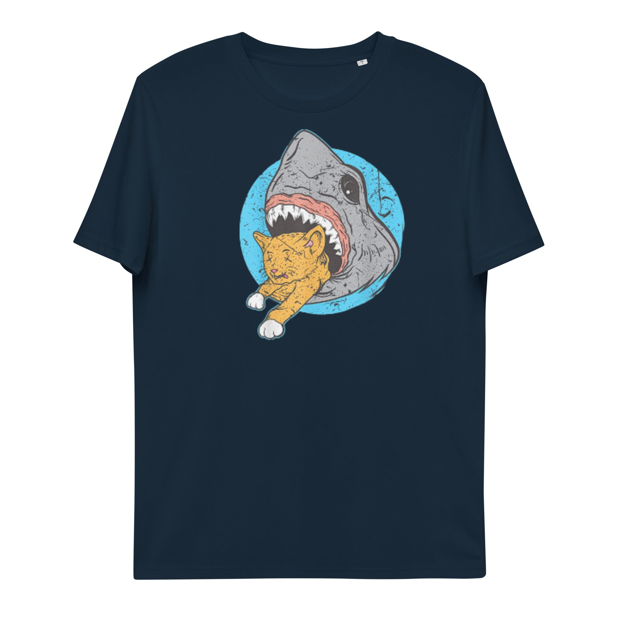 Shark Eating cat shirt - French Navy / S