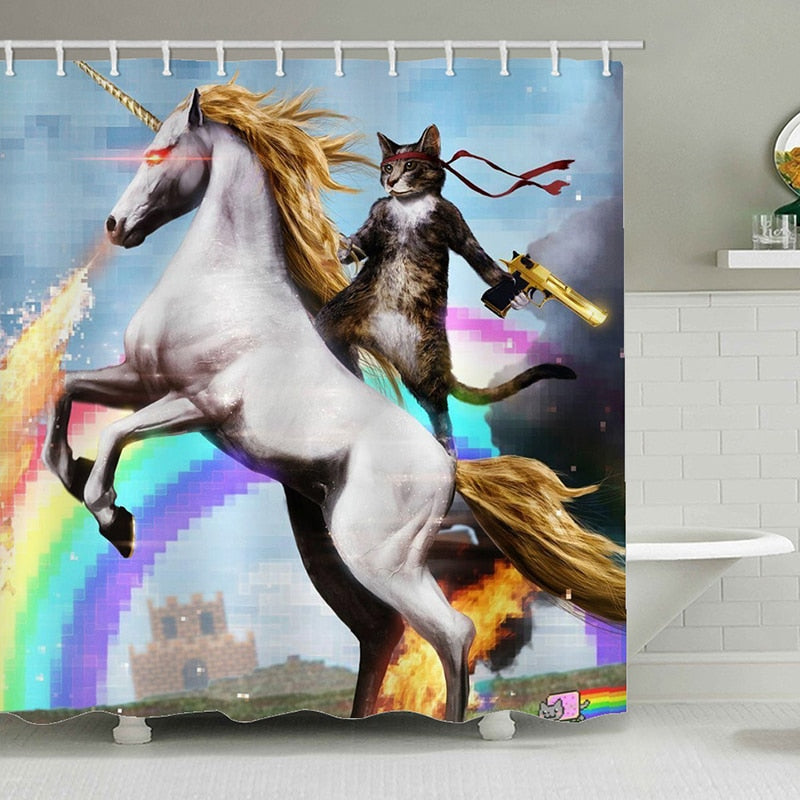 Shower Curtains with Cats - A003-YL62 / W90xH180cm