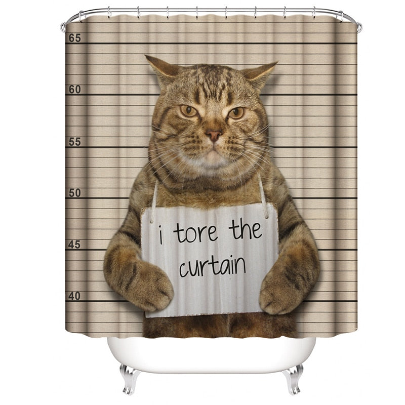 Shower Curtains with Cats - T16YL013 / W90xH180cm