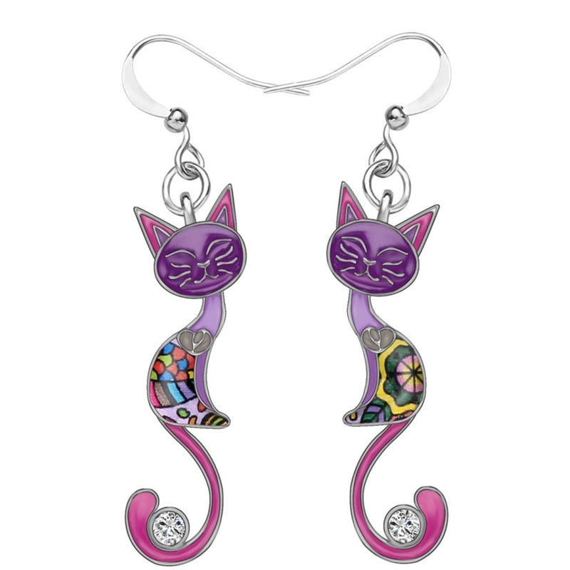 Siamese Cat Earrings - Purple - Cat earrings