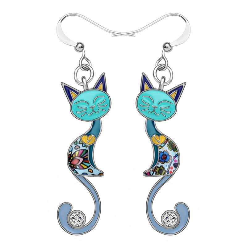 Siamese Cat Earrings - Blue - Cat earrings