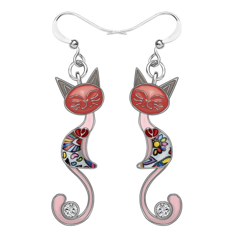 Siamese Cat Earrings - Pink - Cat earrings