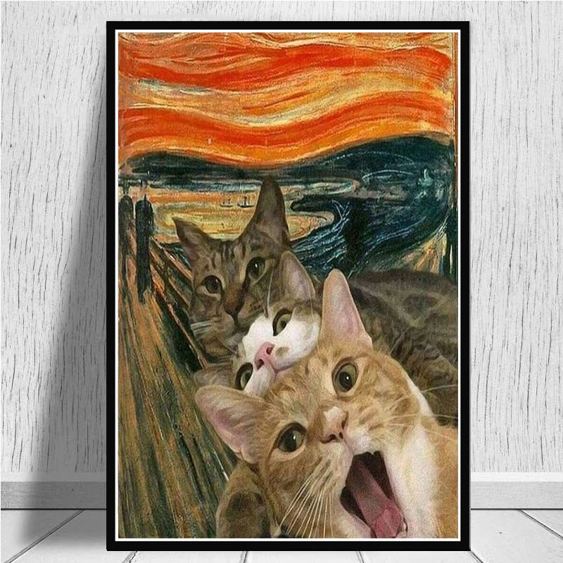 Silly Cat Art Poster - 20X30cm Unframed / Cat - Cat poster