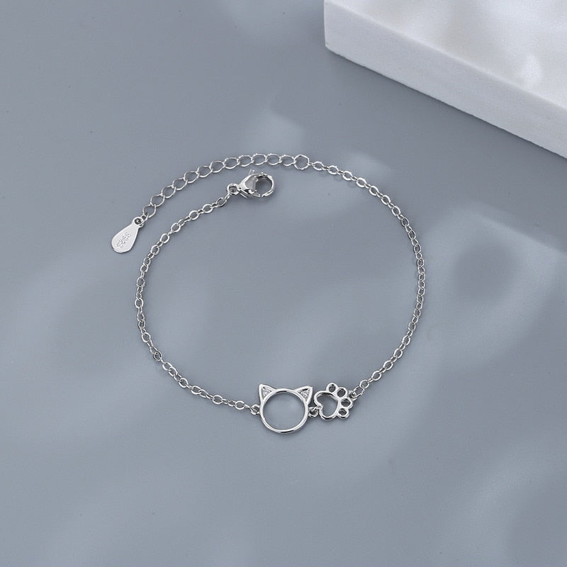 Silver Cat Bracelet - Cat bracelet