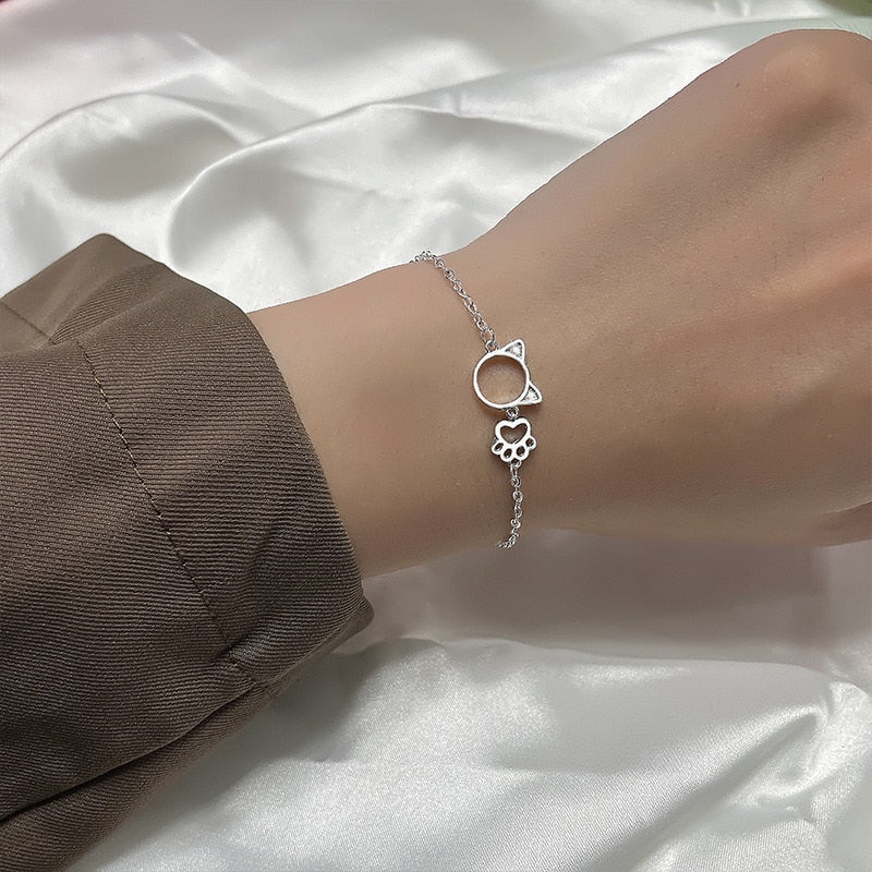 Silver Cat Bracelet - Cat bracelet