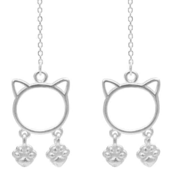 Silver Cat Earrings - Cat earrings