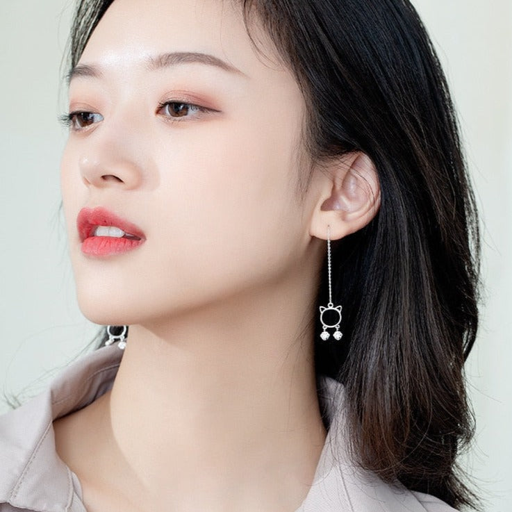 Silver Cat Earrings - Cat earrings