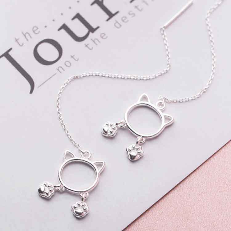 Silver Cat Earrings - Cat earrings