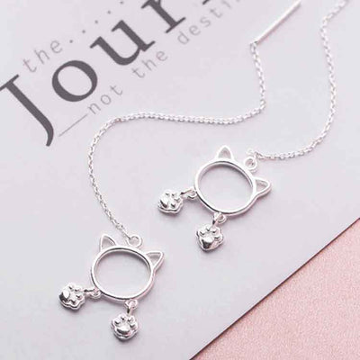Silver Cat Earrings - Cat earrings