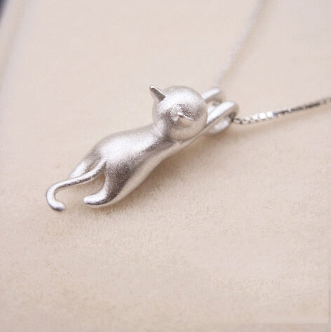 Silver Cat Necklace - Cat necklace