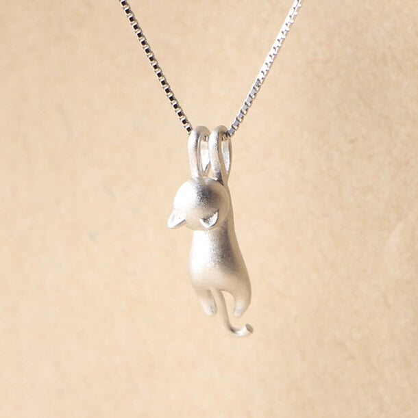 Silver Cat Necklace - Cat necklace