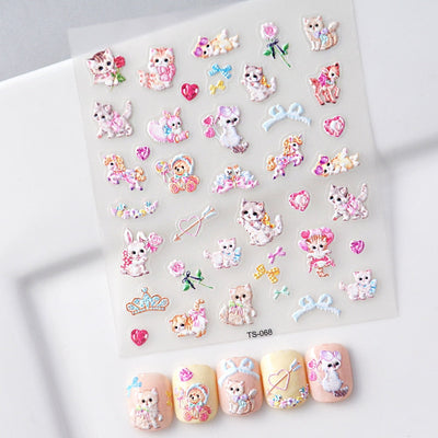 Simple Cat Nail Art - Pink