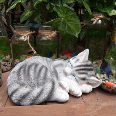 Sleeping Cat Statue - Grey