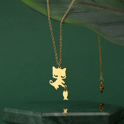 Small Cat Necklace - Cat necklace