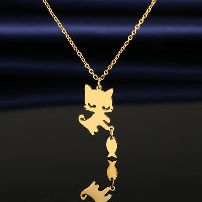 Small Cat Necklace - Cat necklace