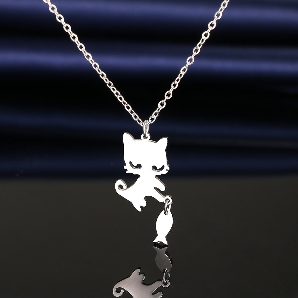 Small Cat Necklace - Cat necklace