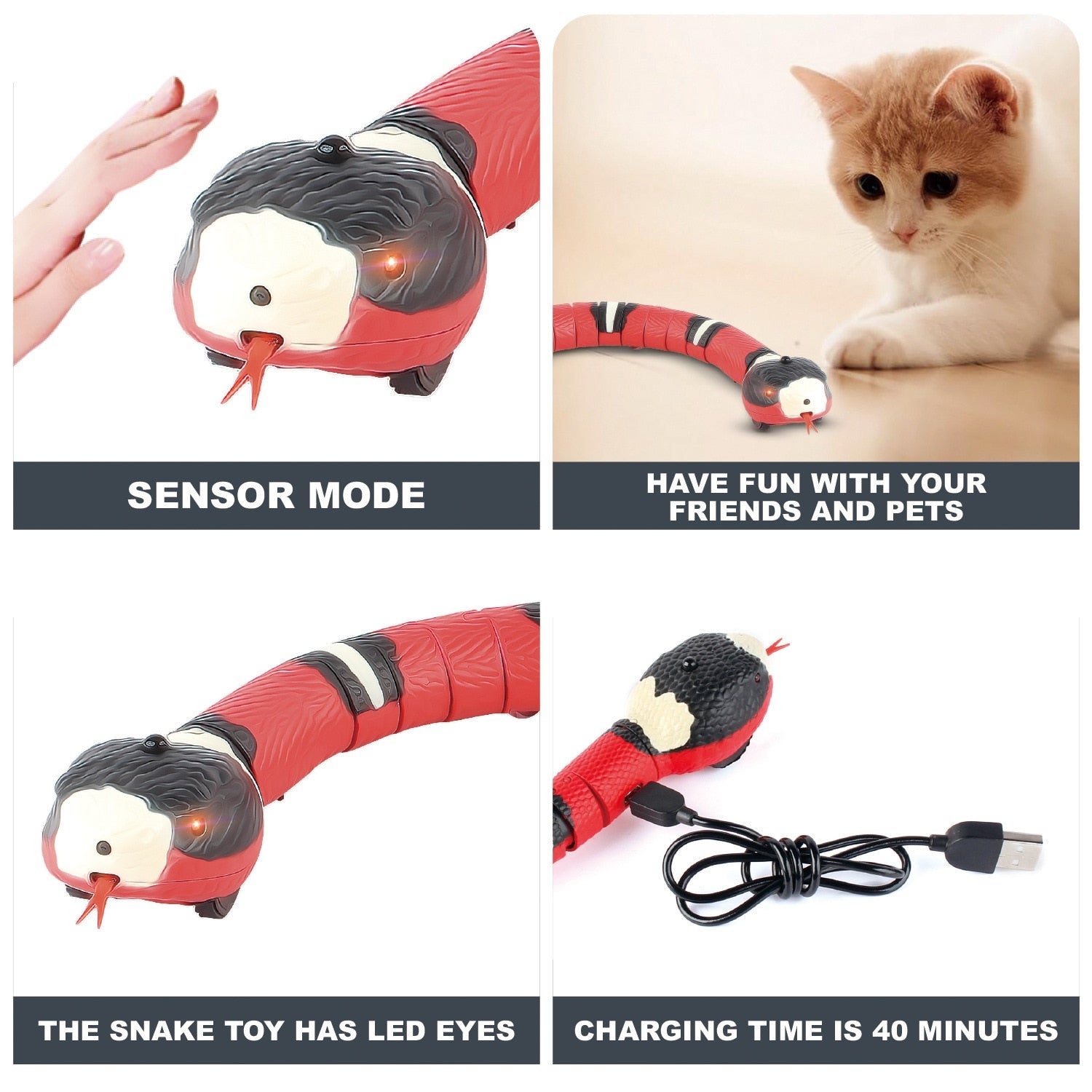 Smart Sensing Snake Cat Toy - Cat Toys