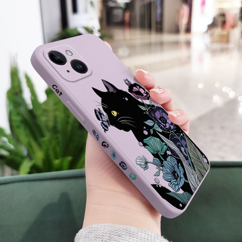 Soft Black iPhone Cat Phone Case