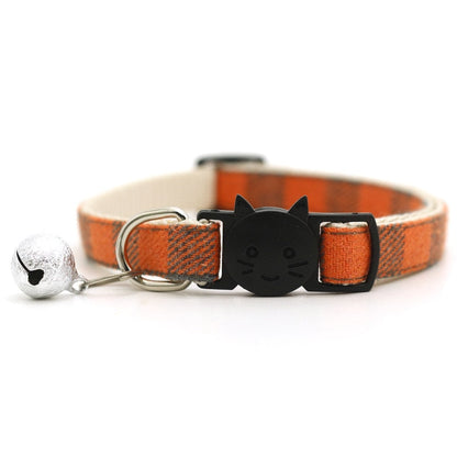 Soft Plaid Cat Collars - Orange - Cat collars