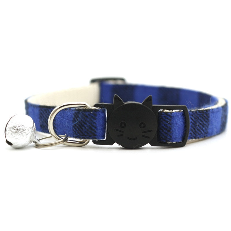 Soft Plaid Cat Collars - Blue - Cat collars