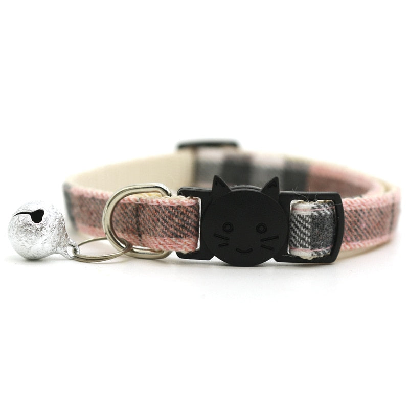 Soft Plaid Cat Collars - Pink - Cat collars