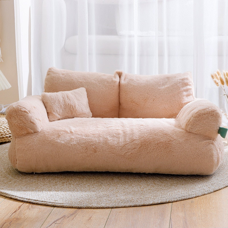 Soft Sofa Cat Bed - Beige