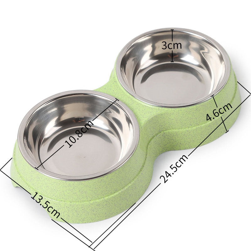 Stainless Steel Cat Bowls - Green - Cat Bowls