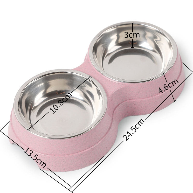 Stainless Steel Cat Bowls - Pink - Cat Bowls