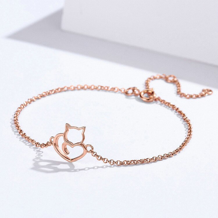 Sterling Silver Cat Bracelet - Cat bracelet