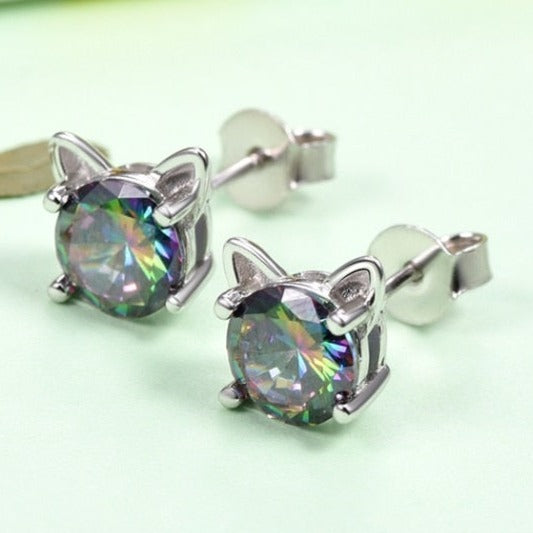 Sterling Silver Cat Earrings - Cat earrings