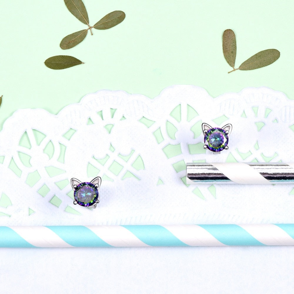 Sterling Silver Cat Earrings - Cat earrings