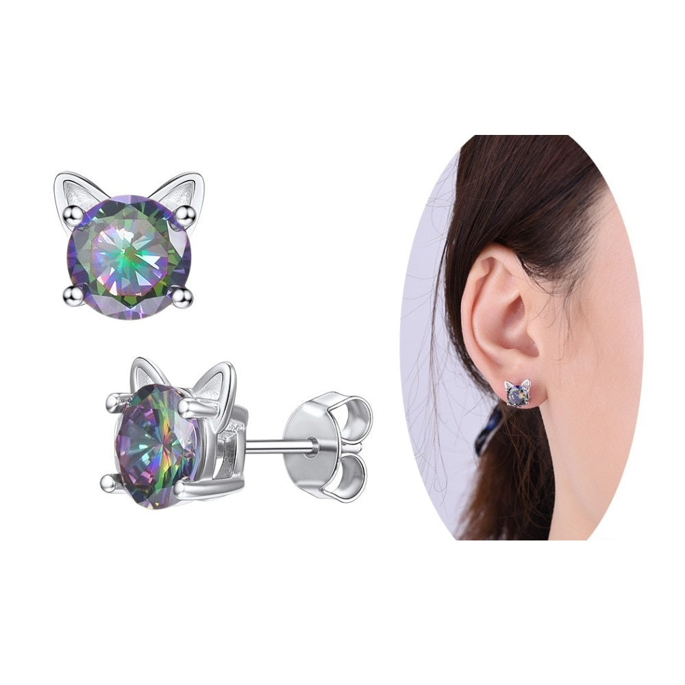 Sterling Silver Cat Earrings - Cat earrings