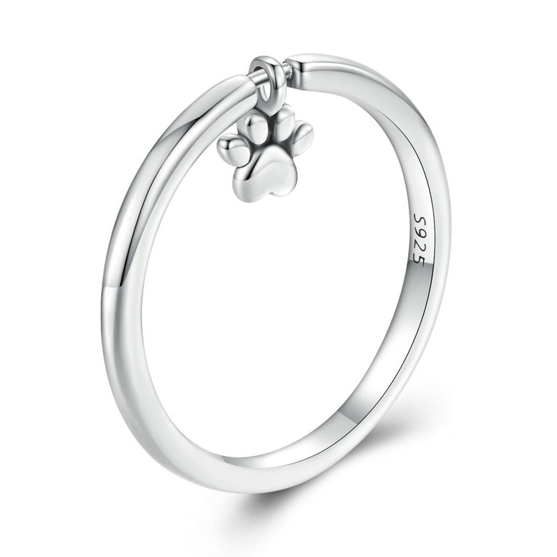 Sterling Silver Cat Paw Ring - 6 - cat rings
