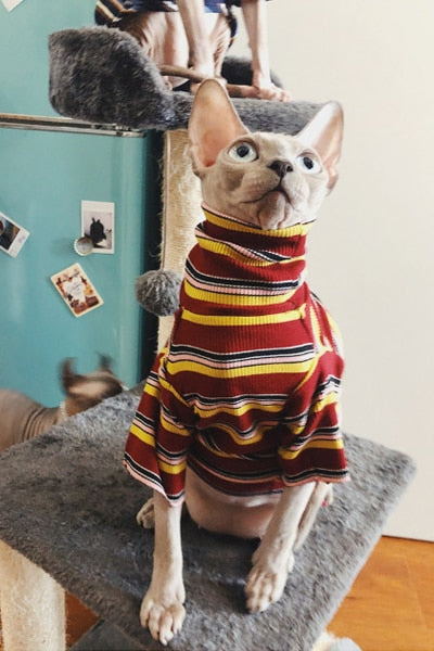 Striped Knitted Clothe for Cats - Red / XS - Clothes for