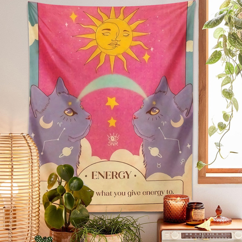 Sun and Moon Cat Tapestry - Cat Tapestry