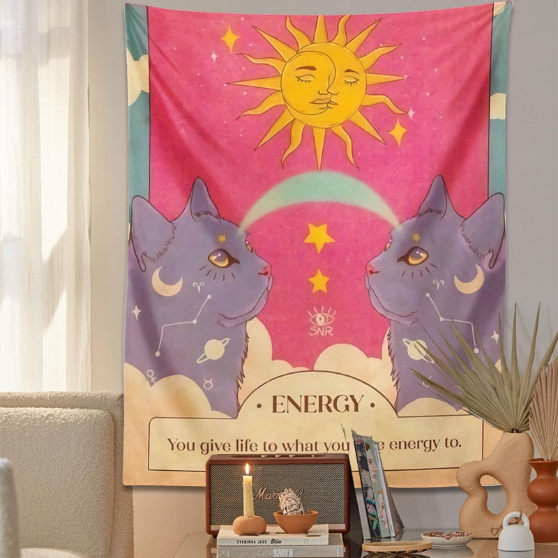 Sun and Moon Cat Tapestry - Cat Tapestry