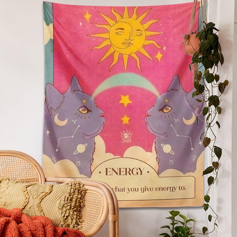 Sun and Moon Cat Tapestry - Cat Tapestry