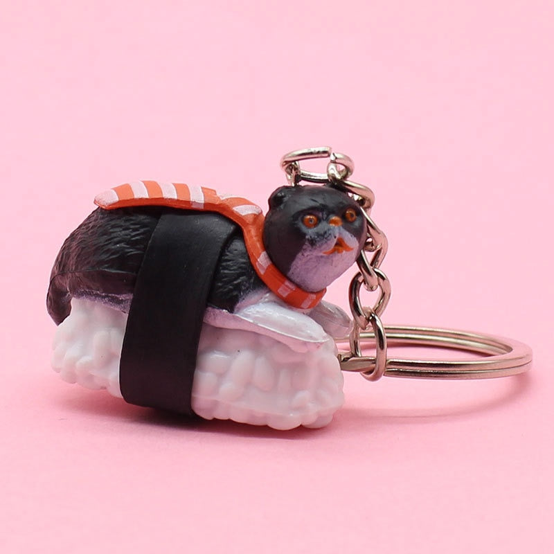 Sushi Cat Keychain - Salmon - Cat Keychains