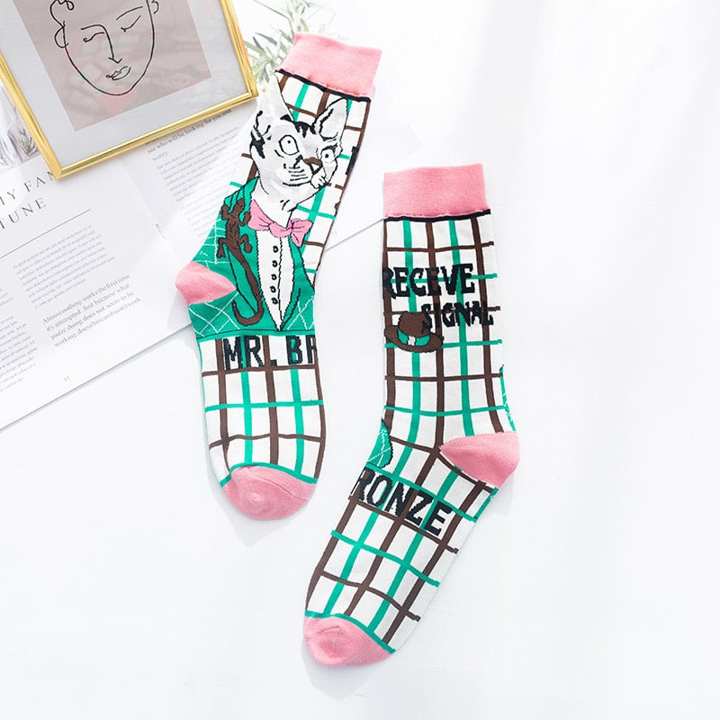 Tabby Cat Socks - Pink - Cat Socks